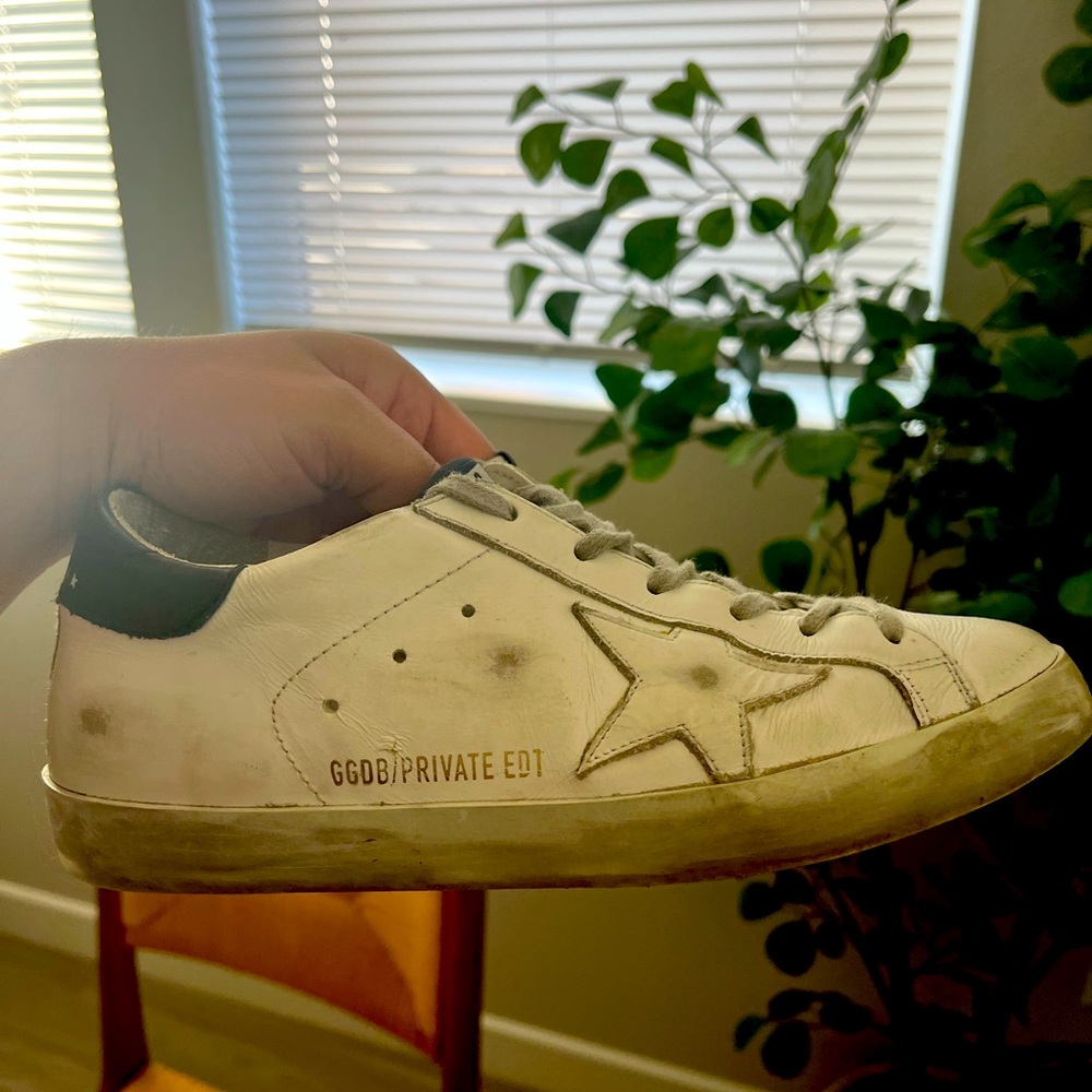 Golden Goose White Sneakers with Gray Star